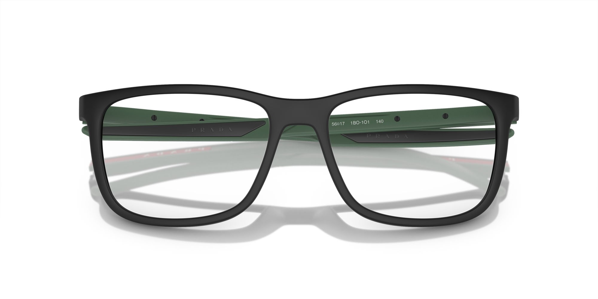 Occhiali da vista Prada Linea Rossa PS 07OV (1BO1O1) colore nero opaco forma quadrato lenti lente demo
