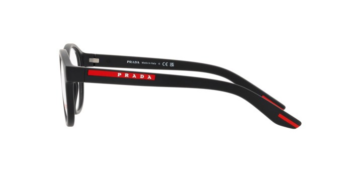 Occhiali da vista Prada Linea Rossa PS 07PV (DG01O1) colore nero effetto gommato forma pantos lenti lente demo