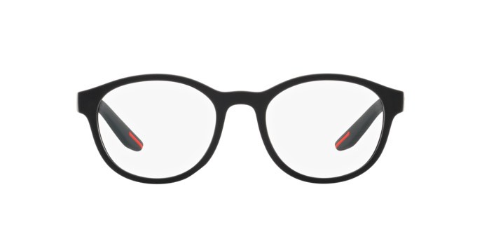 Occhiali da vista Prada Linea Rossa PS 07PV (DG01O1) colore nero effetto gommato forma pantos lenti lente demo