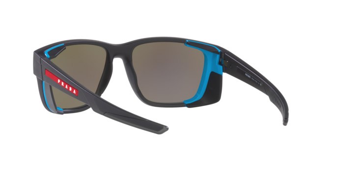Sonnenbrillen Prada Linea Rossa PS 07WS (13C08R) farbe grey rubber transparent form quadratisch gläser light green mirror blue