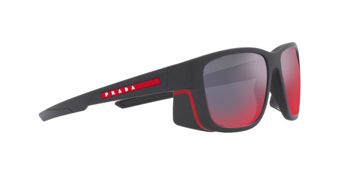 Sonnenbrillen Prada Linea Rossa PS 07WS (DG008F) farbe black rubber form quadratisch gläser dark grey mirror blue/red