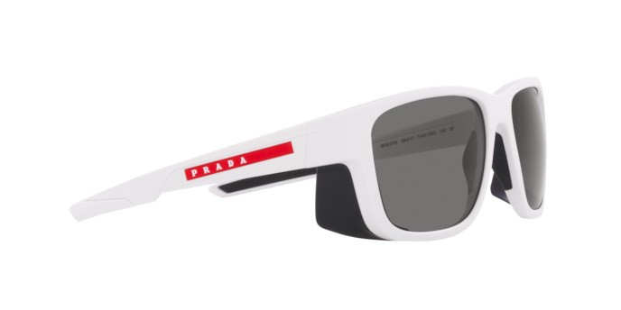 Occhiali da sole Prada Linea Rossa PS 07WS (TWK02G) colore white rubber forma quadrato lenti polar dark grey