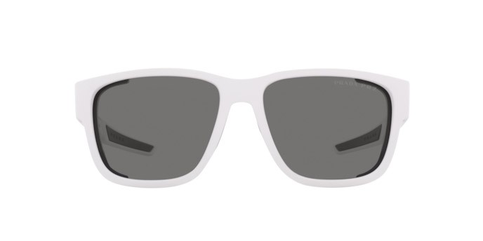 Occhiali da sole Prada Linea Rossa PS 07WS (TWK02G) colore white rubber forma quadrato lenti polar dark grey