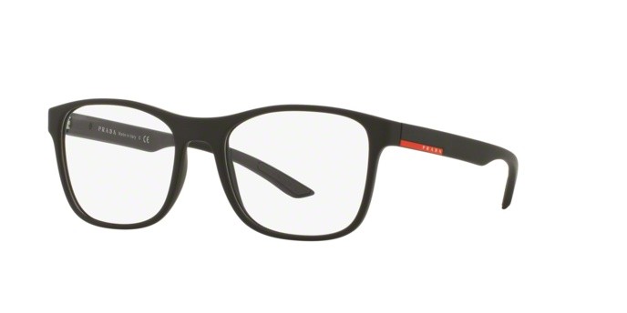 Brillen Prada Linea Rossa PS 08GV (DG01O1) farbe black rubber form quadratisch gläser demo lens