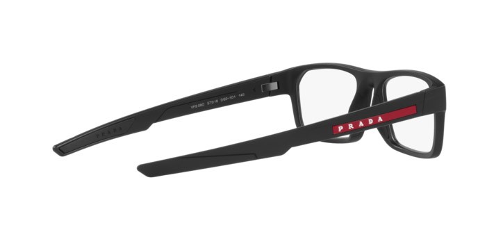 Eyeglasses Prada Linea Rossa PS 08OV (DG01O1) color black rubber shape rectangle lenses demo lens
