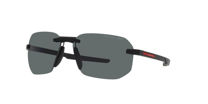 Sonnenbrillen Prada Linea Rossa PS 09WS (DG002G) farbe black rubber form unregelmäßig gläser polar dark grey