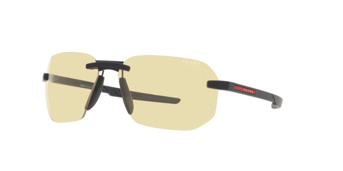 Sonnenbrillen Prada Linea Rossa PS 09WS (DG002S) farbe black rubber form unregelmäßig gläser photo brown