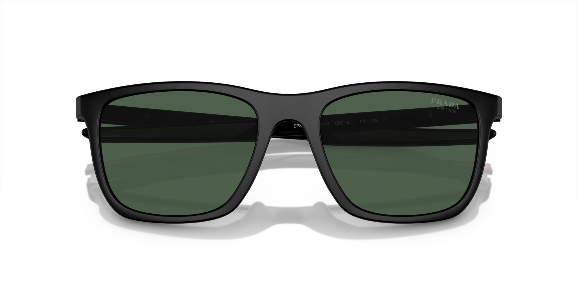 Sonnenbrillen Prada Linea Rossa PS 10WS (1BO06U) farbe nero opaco form quadratisch gläser verde scuro