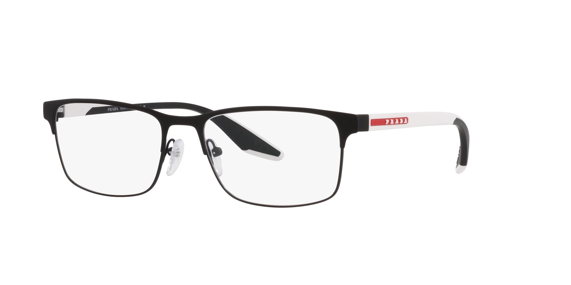 Brillen Prada Linea Rossa PS 50PV (DG01O1) farbe nero effetto gommato form rechteckig gläser lente demo