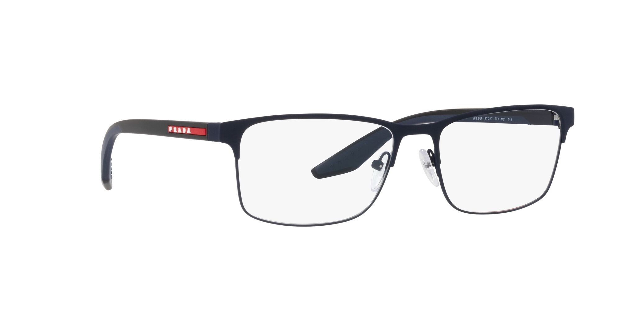 Occhiali da vista Prada Linea Rossa PS 50PV (TFY1O1) colore gomma blu forma rettangolare lenti lente demo