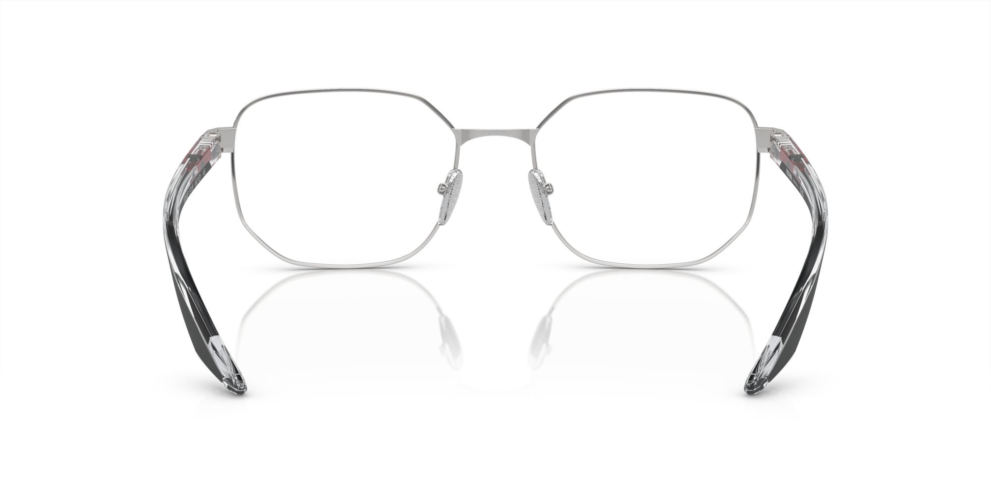 Occhiali da vista Prada Linea Rossa PS 50QV (1BC1O1) colore argento forma irregolare lenti lente demo