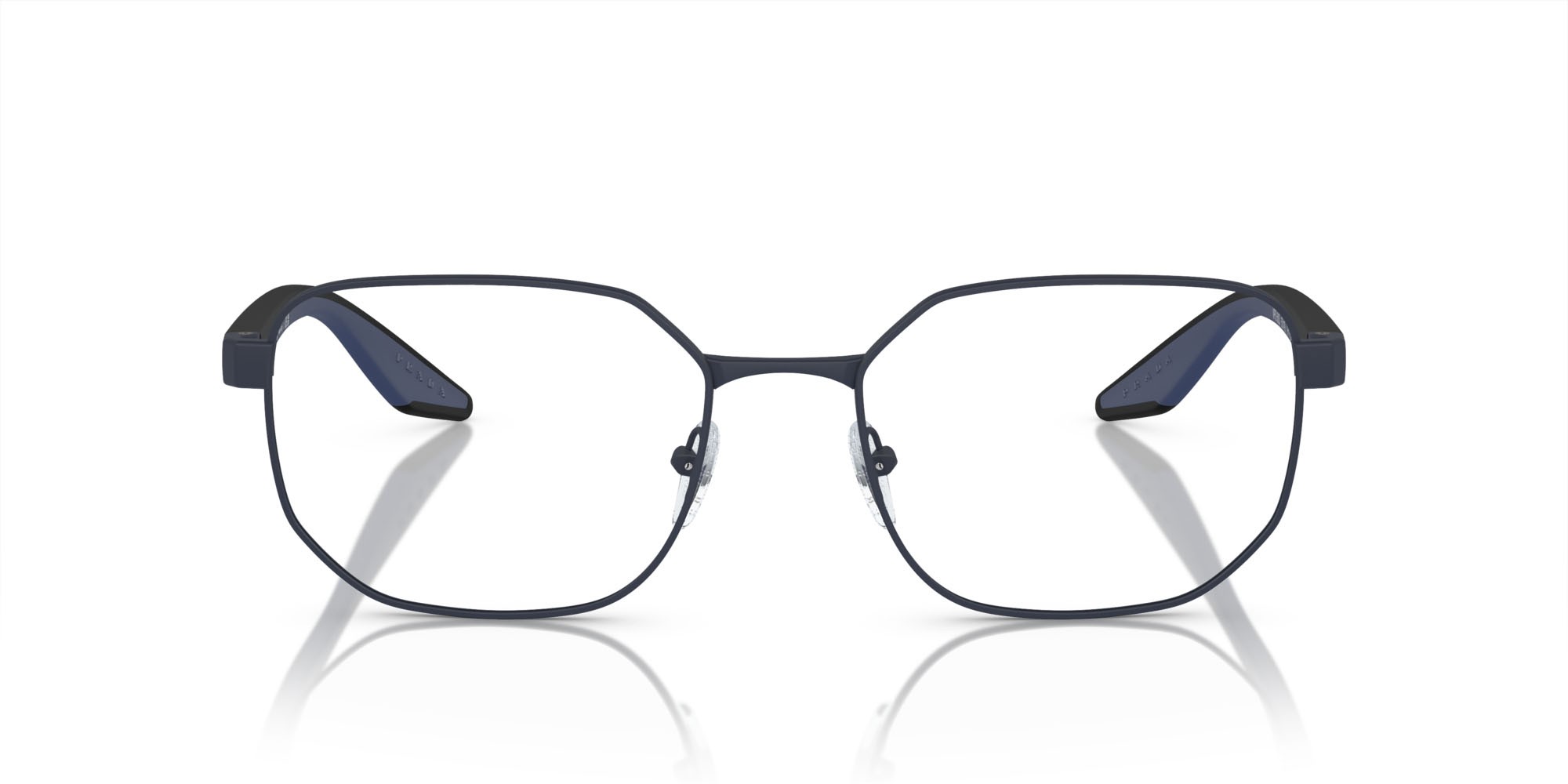 Occhiali da vista Prada Linea Rossa PS 50QV (TFY1O1) colore gomma blu forma irregolare lenti lente demo