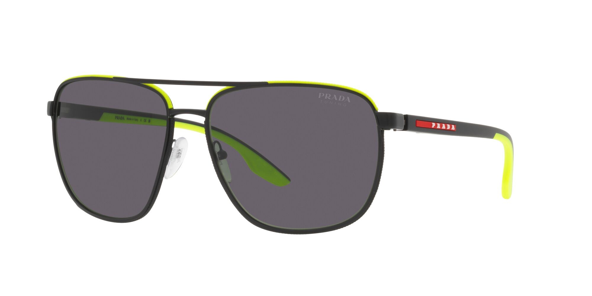 Sonnenbrillen Prada Linea Rossa PS 50YS (17G01V) farbe nero opaco form aviator gläser black grey tuning