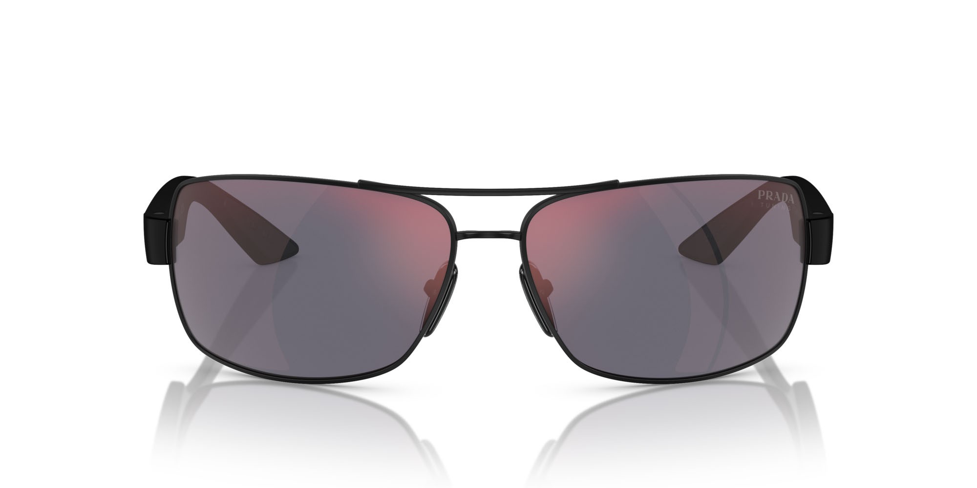 Sonnenbrillen Prada Linea Rossa PS 50ZS (1BO10A) farbe nero opaco form quadratisch gläser grigio scuro arancione