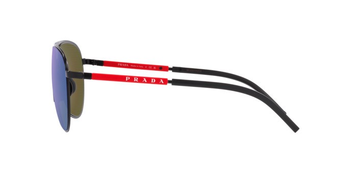 Sonnenbrillen Prada Linea Rossa PS 51XS (1BO08U) farbe nero opaco form aviator gläser verde chiaro specchiato blu