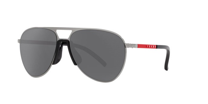 Sunglasses Prada Linea Rossa PS 51XS (5AV07U) color gunmetal shape aviator lenses grigio nero specchiato