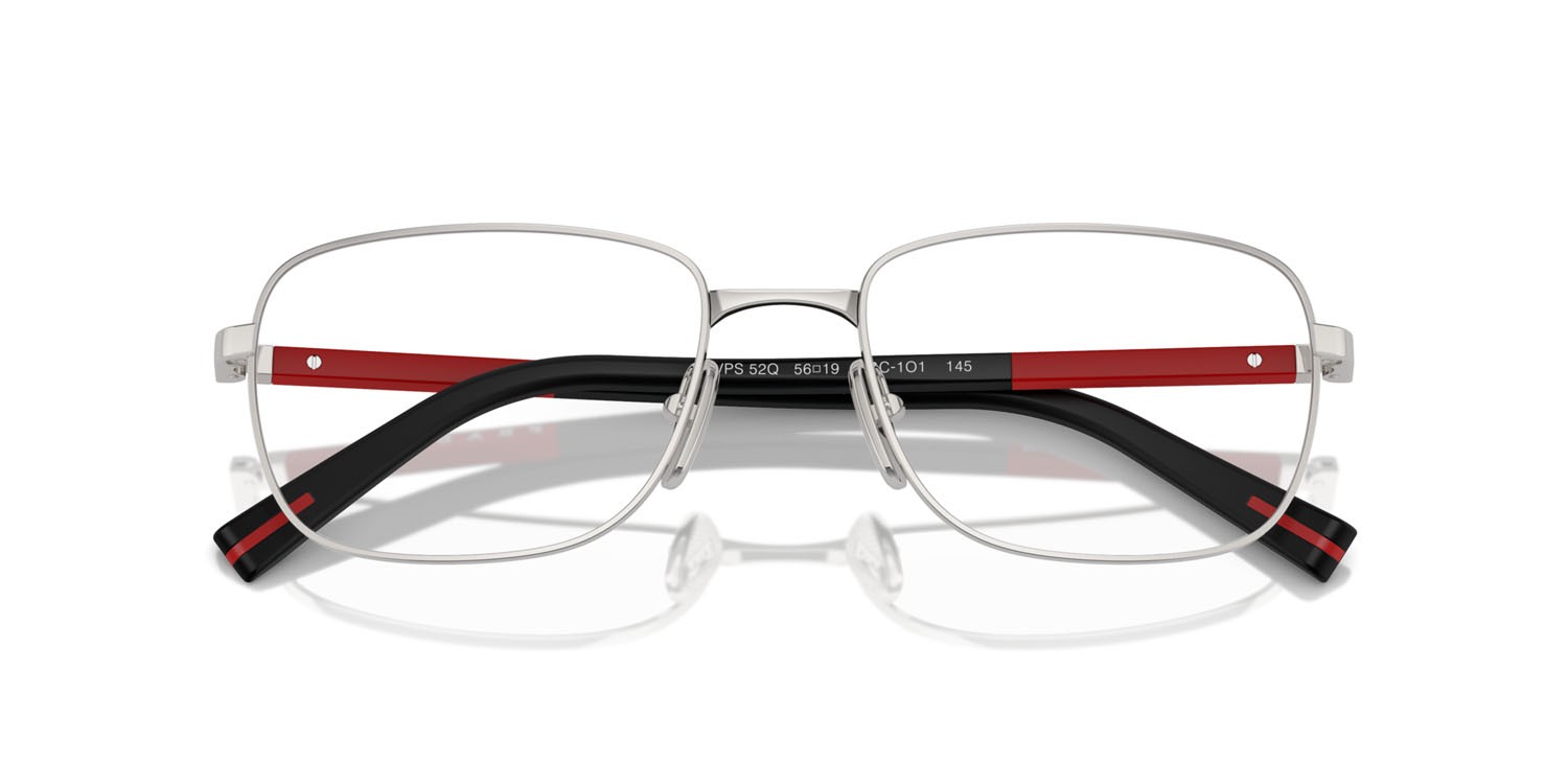 Occhiali da vista Prada Linea Rossa PS 52QV (1BC1O1) colore argento forma quadrato lenti lente demo
