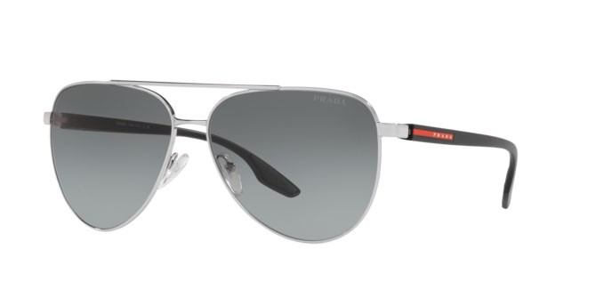 Sonnenbrillen Prada Linea Rossa PS 52WS (1BC08O) farbe silver form aviator gläser grey gradient