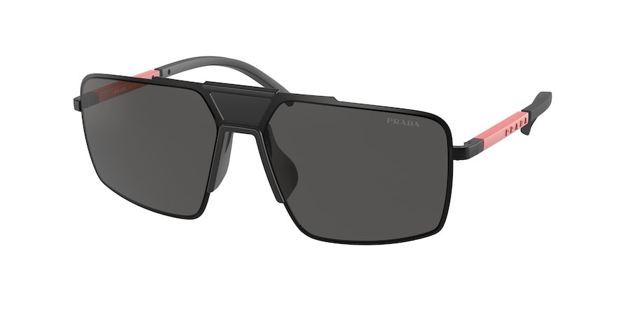 Sunglasses Prada Linea Rossa PS 52XS (1BO06L) color matte black shape rectangle lenses dark grey