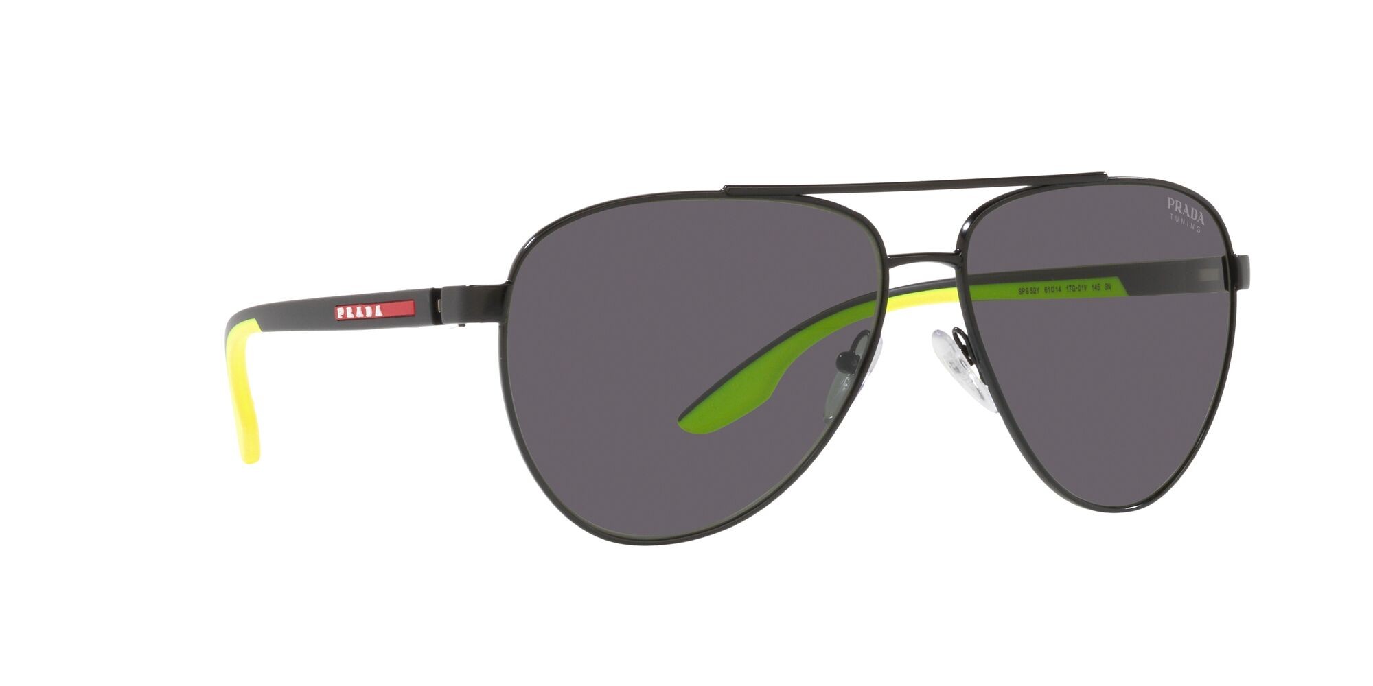Sonnenbrillen Prada Linea Rossa PS 52YS (17G01V) farbe nero opaco form aviator gläser dark grey tuning