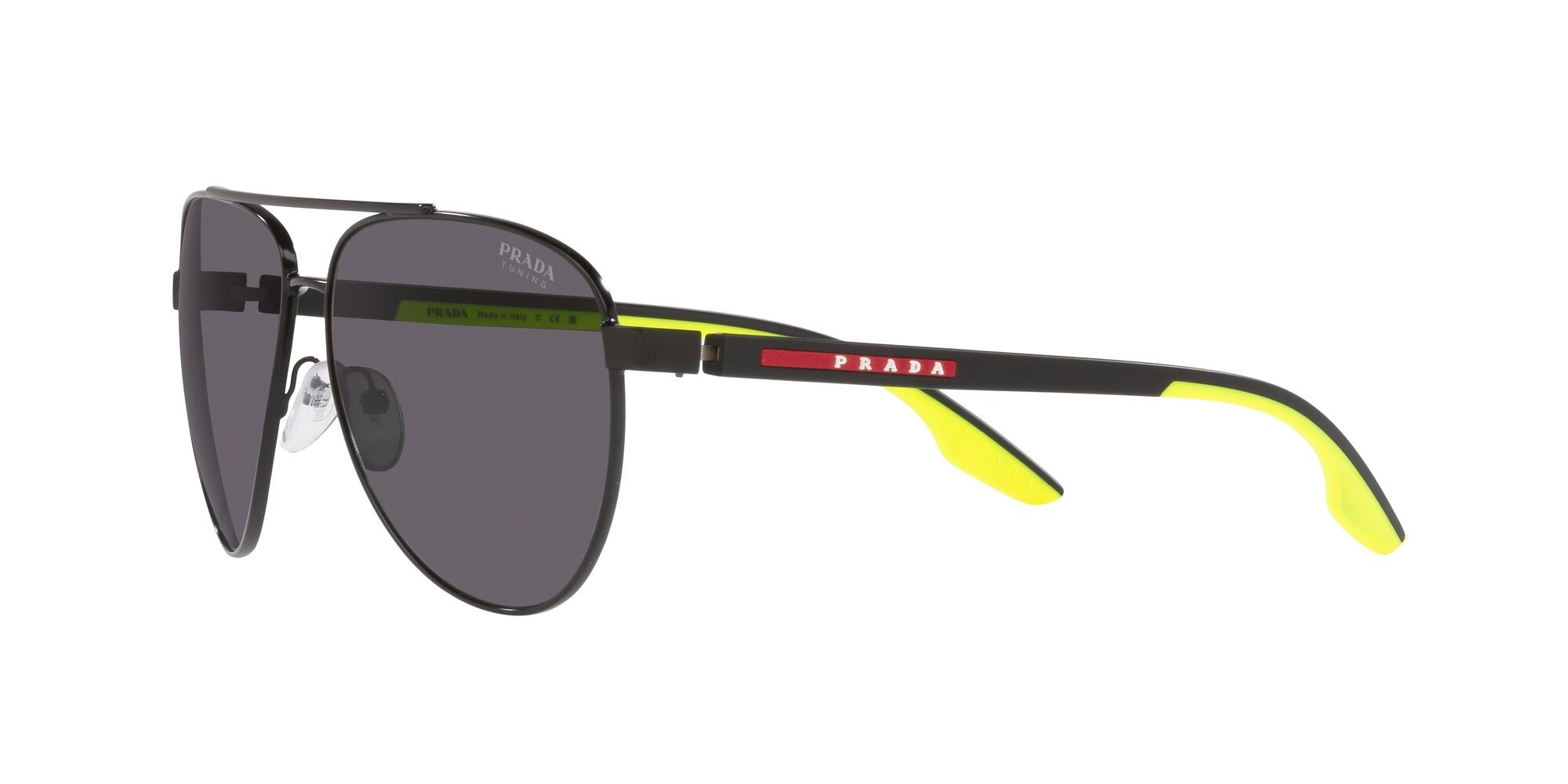Sonnenbrillen Prada Linea Rossa PS 52YS (17G01V) farbe nero opaco form aviator gläser dark grey tuning