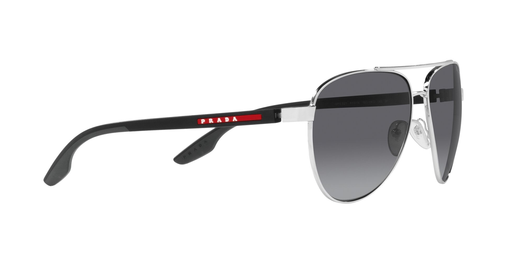 Sunglasses Prada Linea Rossa PS 52YS (1BC06G) color argento shape aviator lenses black grey polar