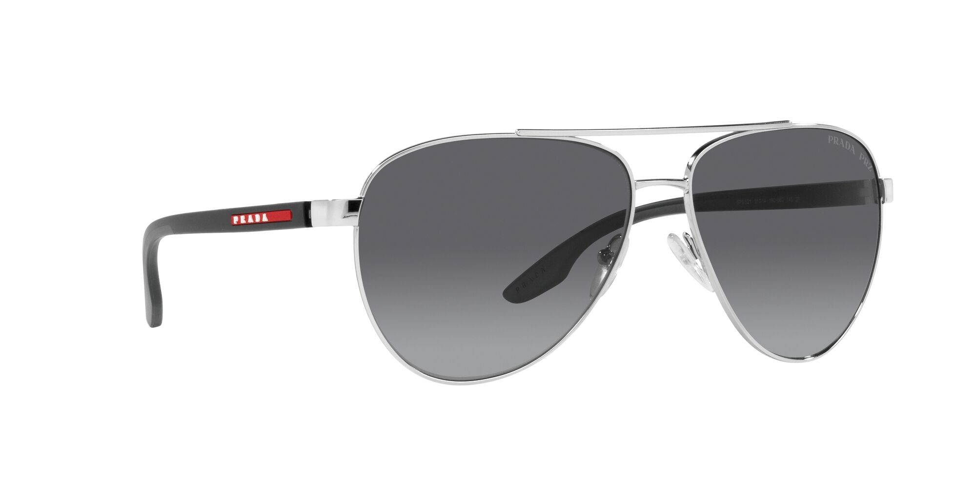 Sunglasses Prada Linea Rossa PS 52YS (1BC06G) color argento shape aviator lenses black grey polar