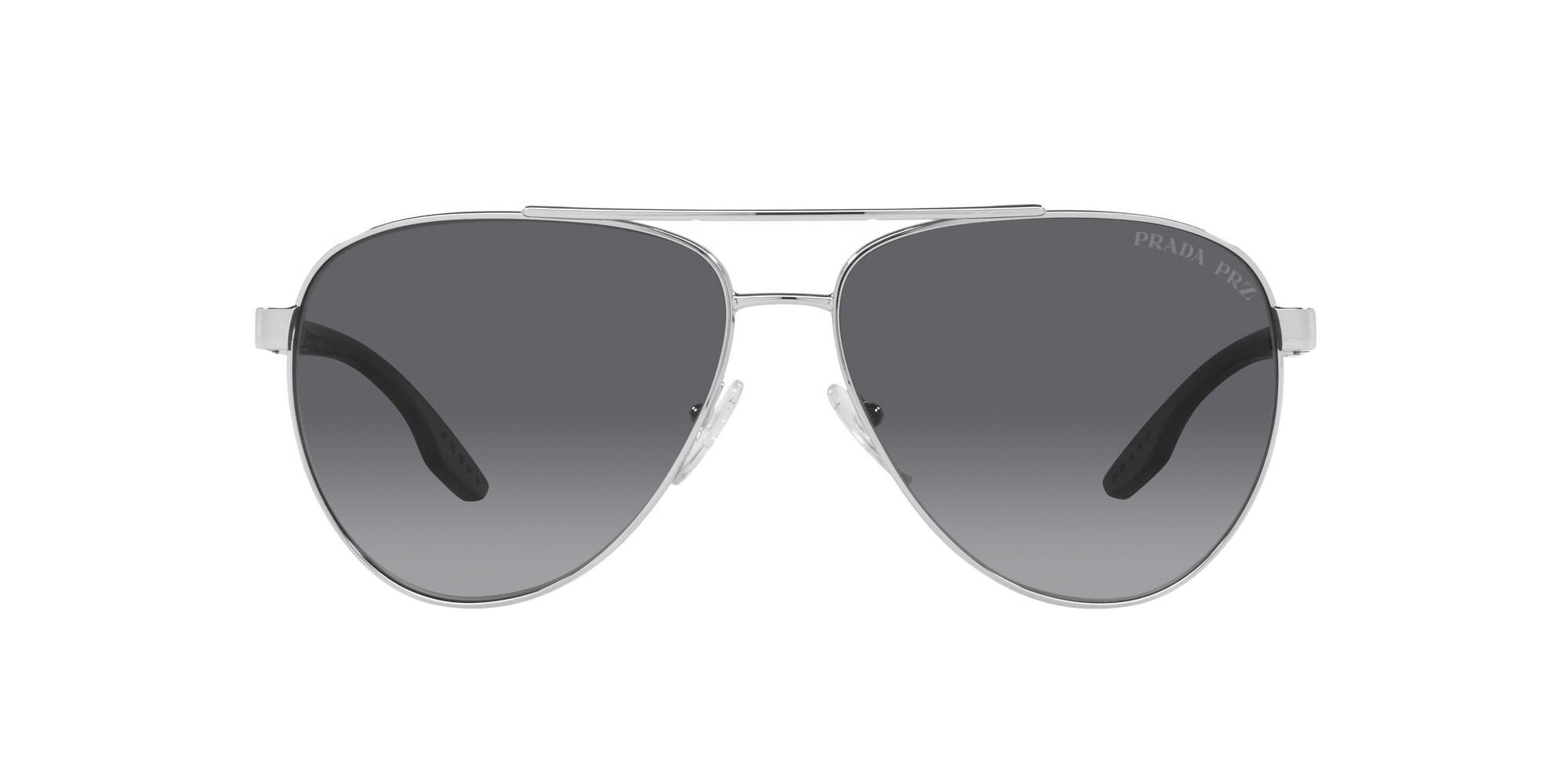 Sunglasses Prada Linea Rossa PS 52YS (1BC06G) color argento shape aviator lenses black grey polar