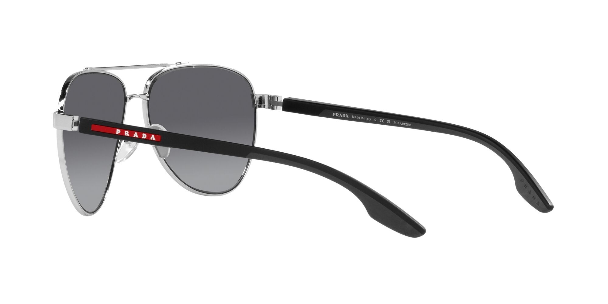 Sunglasses Prada Linea Rossa PS 52YS (1BC06G) color argento shape aviator lenses black grey polar