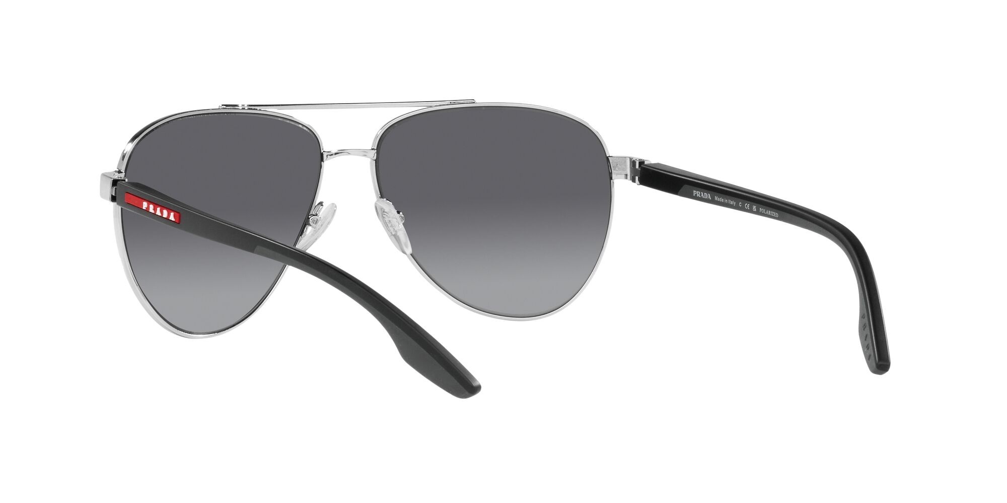 Sunglasses Prada Linea Rossa PS 52YS (1BC06G) color argento shape aviator lenses black grey polar