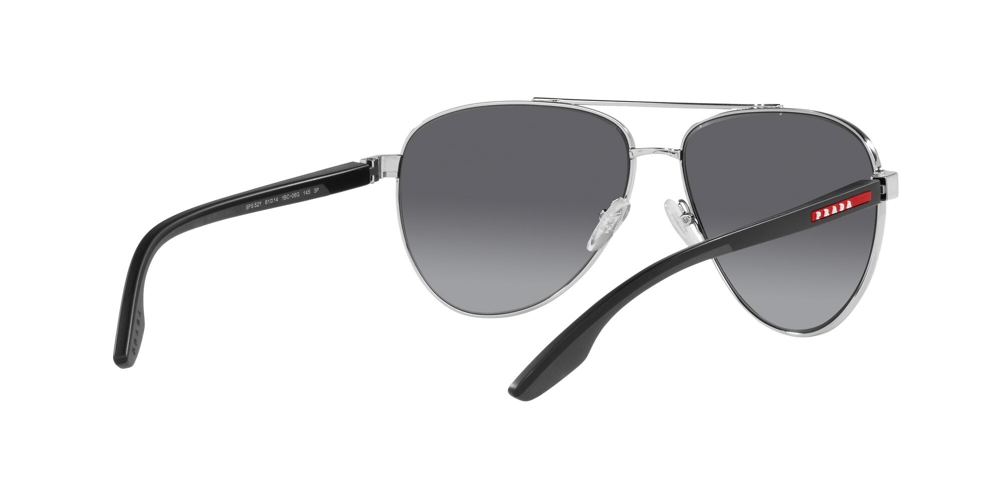 Sunglasses Prada Linea Rossa PS 52YS (1BC06G) color argento shape aviator lenses black grey polar