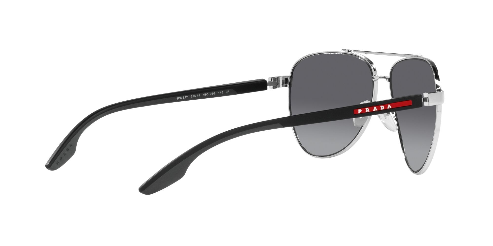 Sunglasses Prada Linea Rossa PS 52YS (1BC06G) color argento shape aviator lenses black grey polar