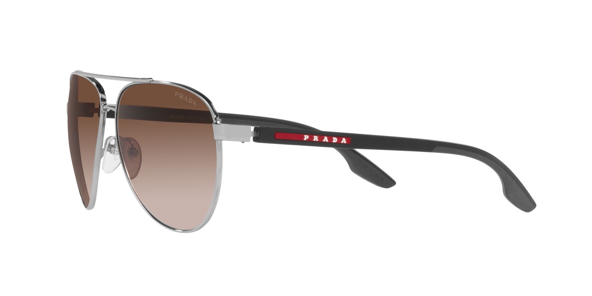 Sonnenbrillen Prada Linea Rossa PS 52YS (5AV02P) farbe gunmetal form aviator gläser marrone sfumato