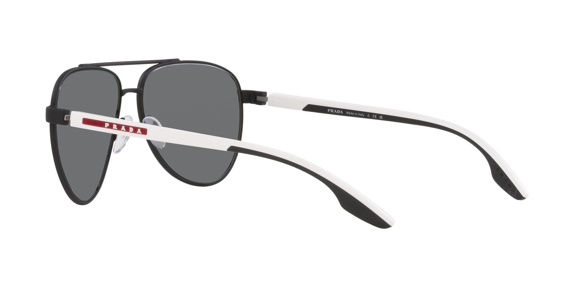 Sonnenbrillen Prada Linea Rossa PS 52YS (DG008F) farbe nero form aviator gläser grigio scuro specchiato blu/rosso