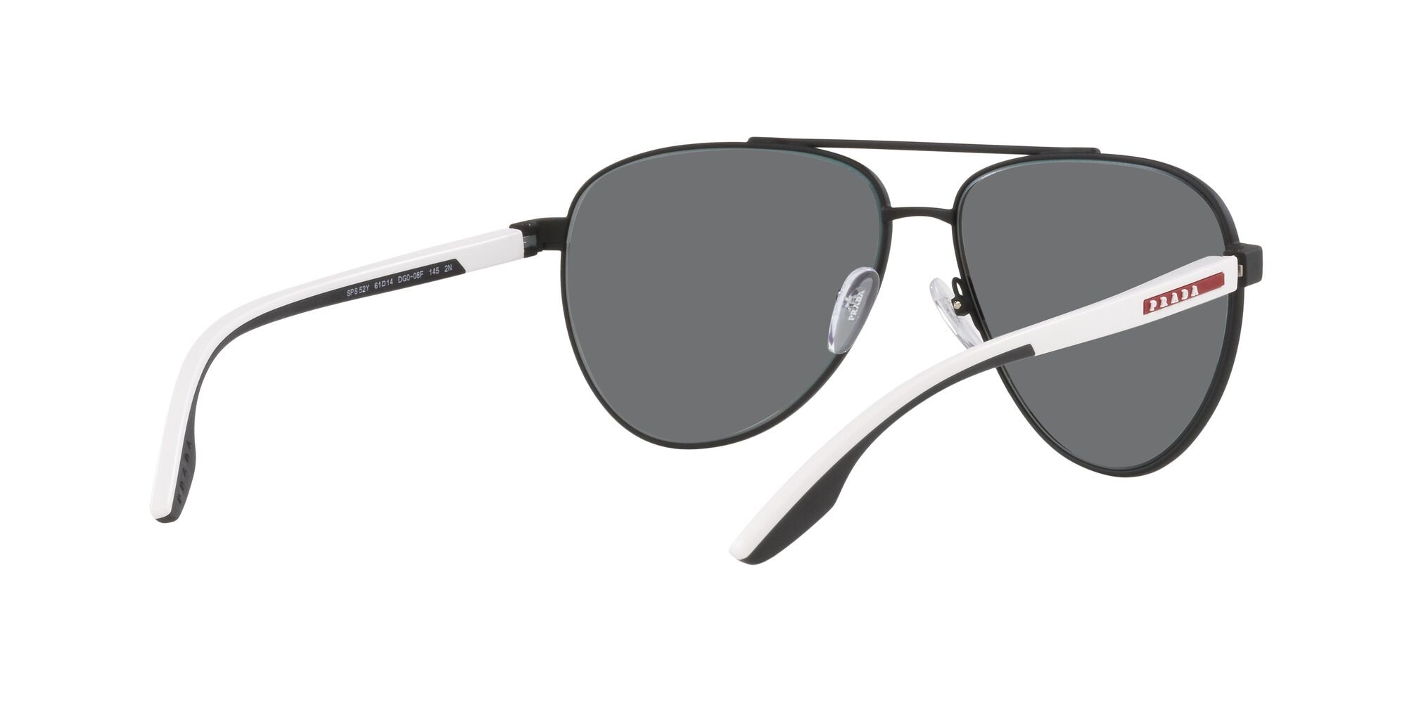 Sonnenbrillen Prada Linea Rossa PS 52YS (DG008F) farbe nero form aviator gläser grigio scuro specchiato blu/rosso