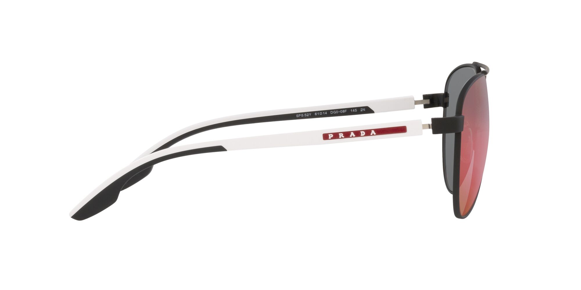 Sonnenbrillen Prada Linea Rossa PS 52YS (DG008F) farbe nero form aviator gläser grigio scuro specchiato blu/rosso