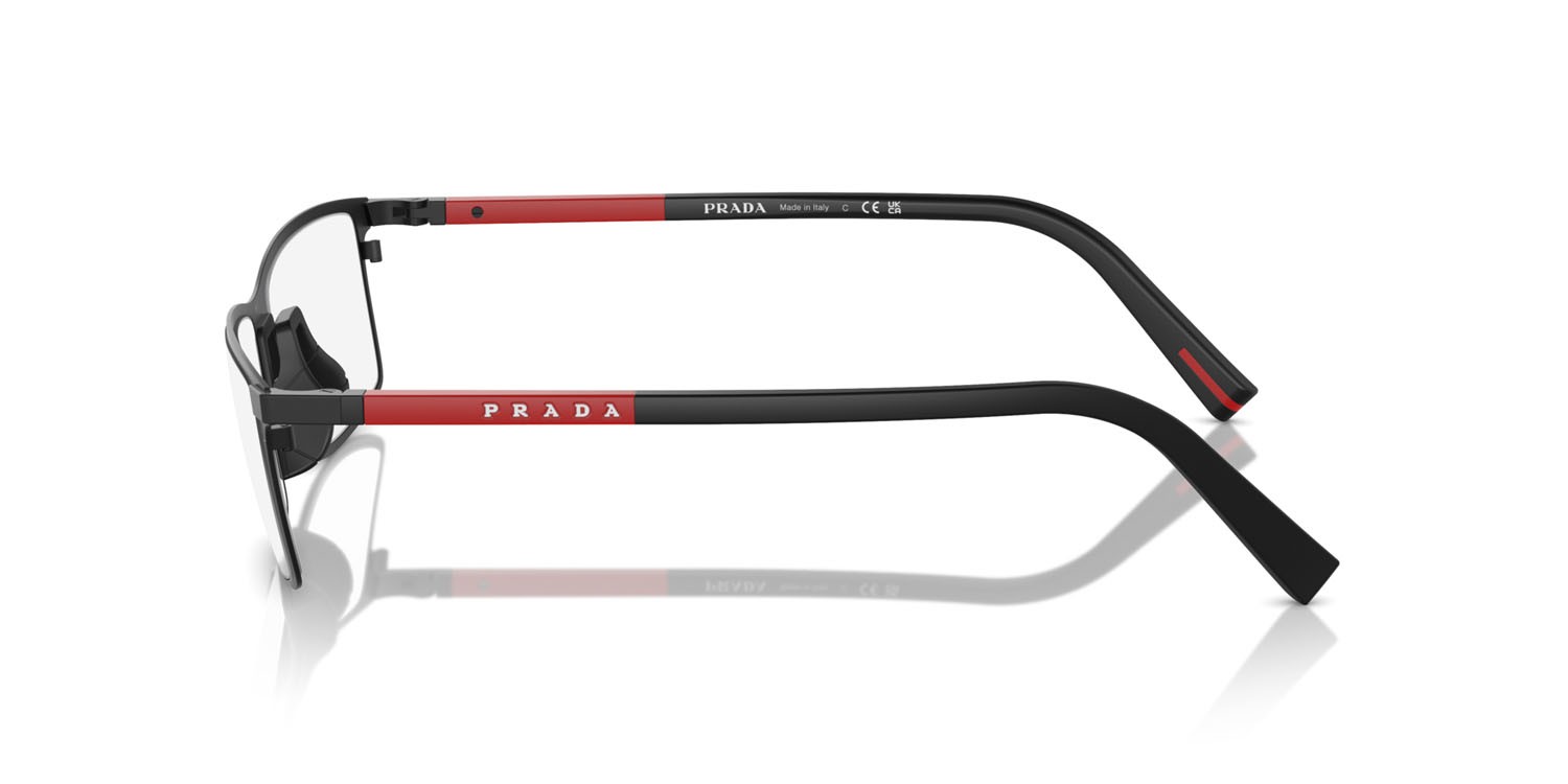 Eyeglasses Prada Linea Rossa PS 53QV (1BO1O1) color nero opaco shape rectangle lenses lente demo