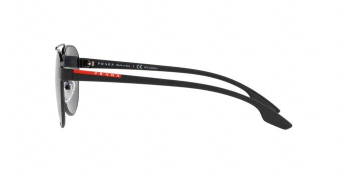 Occhiali da sole Prada Linea Rossa PS 54TS (1AB5Z1) colore black forma aviator lenti polar grey