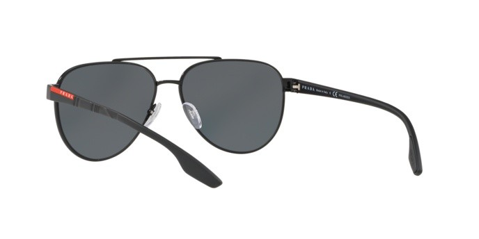 Occhiali da sole Prada Linea Rossa PS 54TS (1AB5Z1) colore black forma aviator lenti polar grey