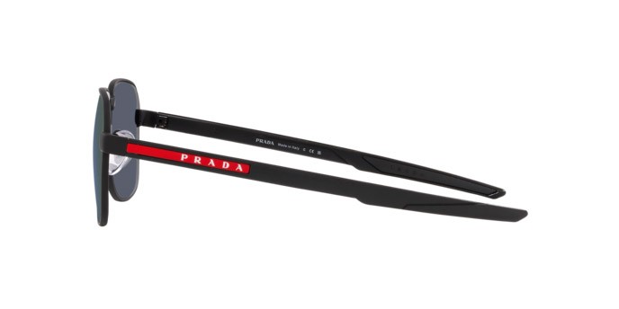 Sonnenbrillen Prada Linea Rossa PS 54WS (DG005U) farbe nero effetto gommato form rechteckig gläser dark blue violet mirror
