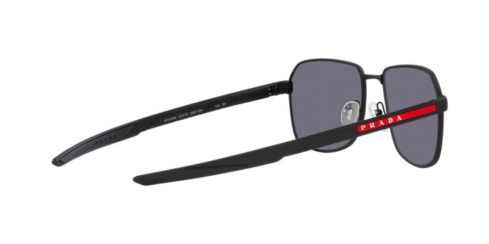 Sonnenbrillen Prada Linea Rossa PS 54WS (DG010A) farbe nero effetto gommato form rechteckig gläser grigio scuro a specchio
