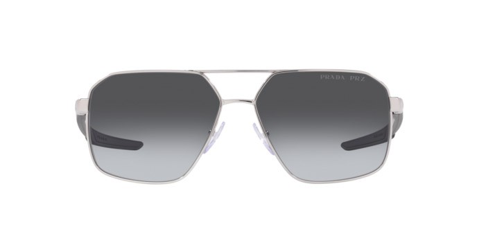 Sonnenbrillen Prada Linea Rossa PS 55WS (1BC06G) farbe silver form unregelmäßig gläser polar grey gradient