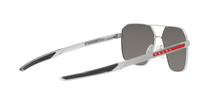 Sonnenbrillen Prada Linea Rossa PS 55WS (1BC07F) farbe silver form unregelmäßig gläser light grey mirror silver