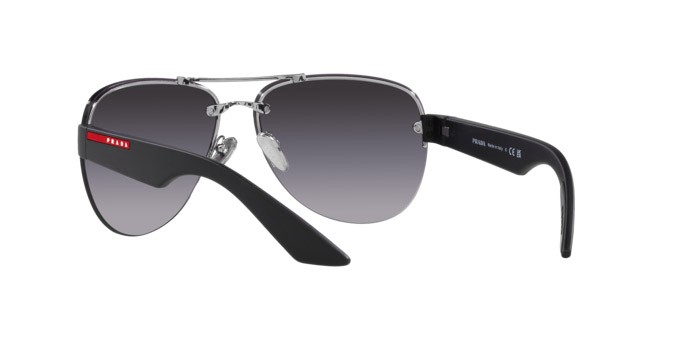 Sunglasses Prada Linea Rossa PS 55YS (1BC09U) color argento shape aviator lenses grigio sfumato