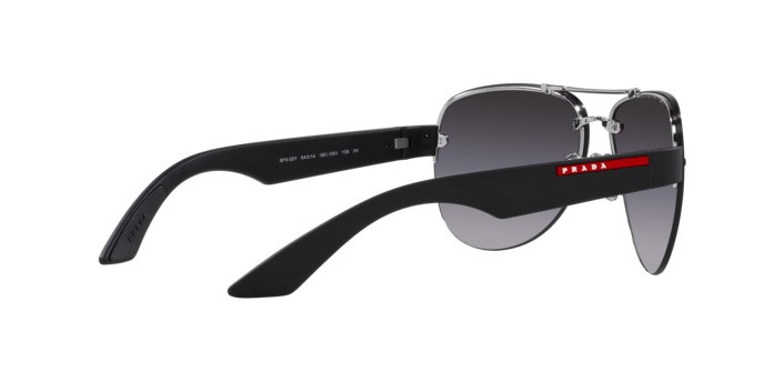 Sunglasses Prada Linea Rossa PS 55YS (1BC09U) color argento shape aviator lenses grigio sfumato