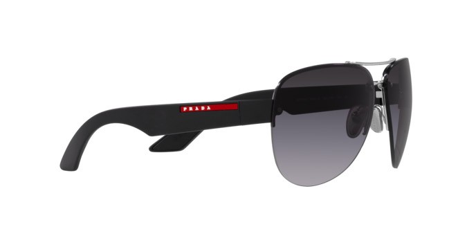 Sunglasses Prada Linea Rossa PS 55YS (1BC09U) color argento shape aviator lenses grigio sfumato