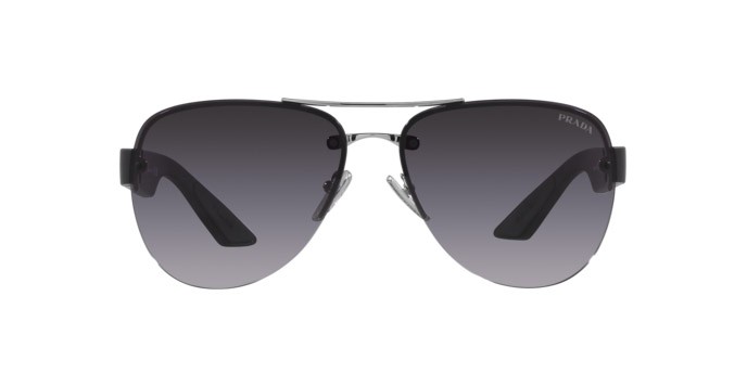 Sunglasses Prada Linea Rossa PS 55YS (1BC09U) color argento shape aviator lenses grigio sfumato