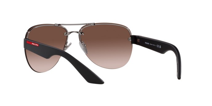Occhiali da sole Prada Linea Rossa PS 55YS (5AV02P) colore gunmetal forma aviator lenti marrone sfumato