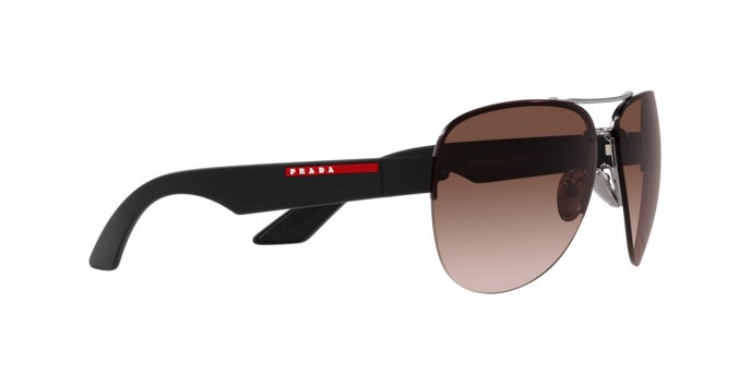 Occhiali da sole Prada Linea Rossa PS 55YS (5AV02P) colore gunmetal forma aviator lenti marrone sfumato