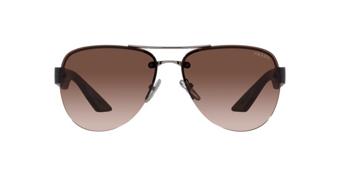 Occhiali da sole Prada Linea Rossa PS 55YS (5AV02P) colore gunmetal forma aviator lenti marrone sfumato